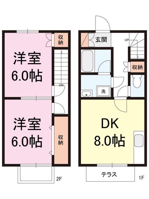 JOYPLACE寺尾西(2DK/1階)の間取り写真