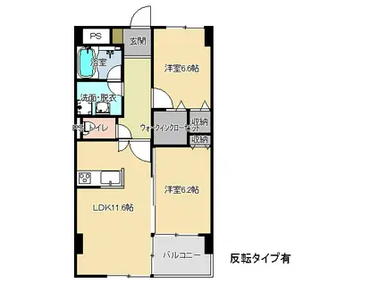 VERDE陽東(2LDK/6階)の間取り写真