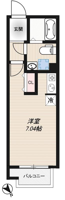 BRANCHE武蔵小山(ワンルーム/2階)の間取り写真