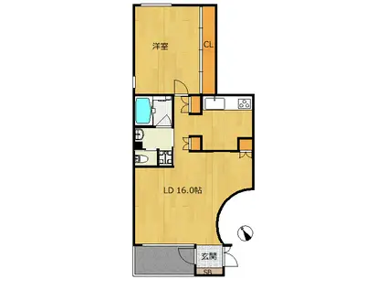 ヴィラ桜(1LDK/2階)の間取り写真