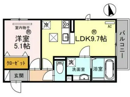 メゾン・ド・ジュエル(1LDK/1階)の間取り写真