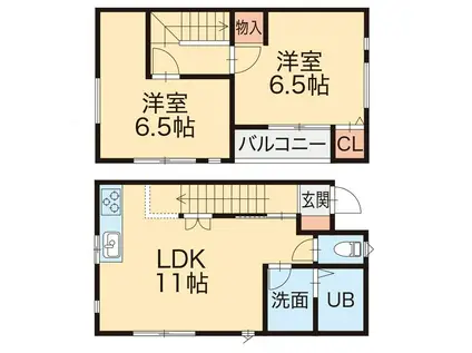 L COLLECTION松海が丘CATS EYE(2LDK/1階)の間取り写真