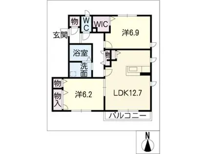 フォレナ B棟(2LDK/2階)の間取り写真