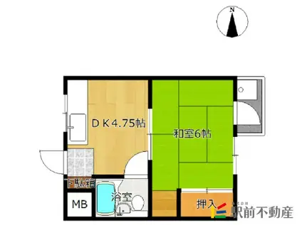 サタビル(1DK/2階)の間取り写真