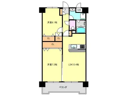 プログレス(2LDK/1階)の間取り写真