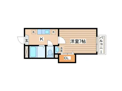 サクセス旭ヶ丘(1K/1階)の間取り写真