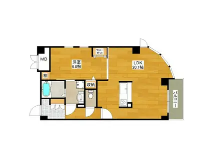 グリシーヌ(1LDK/2階)の間取り写真