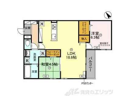 グリーンコート淡路(2LDK/3階)の間取り写真