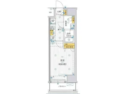 プレール・ドゥーク有明(1K/8階)の間取り写真