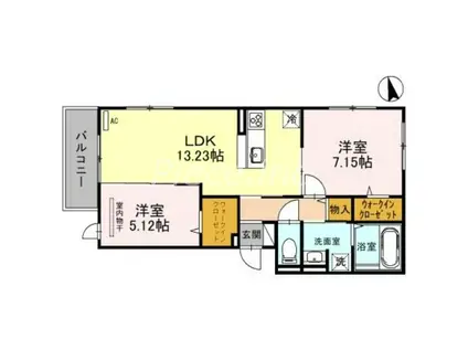 TORISIA JOTO(2LDK/2階)の間取り写真