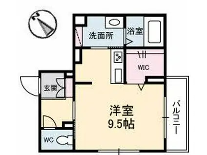 フェリークメゾンEM(ワンルーム/1階)の間取り写真