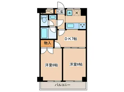 カーサヴェルデ経堂(2DK/5階)の間取り写真
