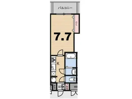 LUXE新大阪イーストI(1K/1階)の間取り写真
