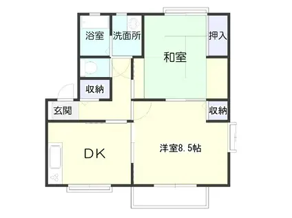 ピュアハイツ野田(2DK/1階)の間取り写真