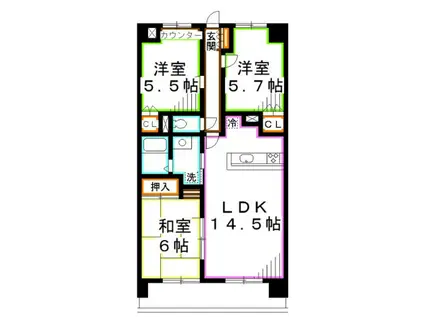 グランディフォーラ(3LDK/2階)の間取り写真