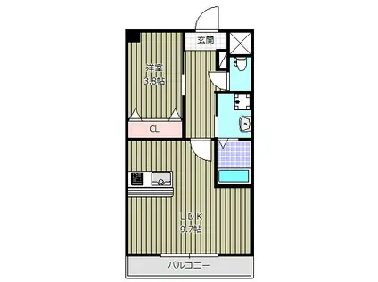 エム・エム・ケーII(1LDK/3階)の間取り写真