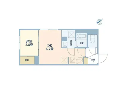 ウェルスクエア洗足(1DK/2階)の間取り写真