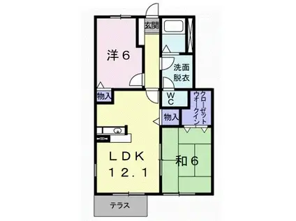 マ・メゾン吉備II(2LDK/1階)の間取り写真