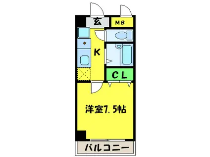 クレシア中百舌鳥(1K/4階)の間取り写真