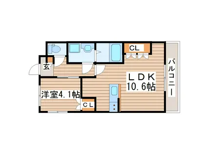 エバー・プレイス(1LDK/1階)の間取り写真