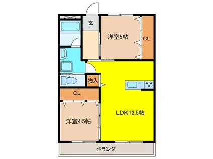 グリーンシティサワキ(2LDK/1階)の間取り写真