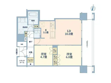 ブランズタワー梅田ノース(2LDK/12階)の間取り写真