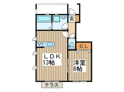 小林コーポIII(1LDK/1階)の間取り写真