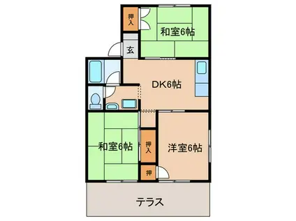 メゾンE(3DK/1階)の間取り写真