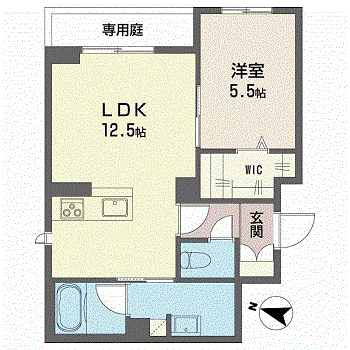 LA PALAIS VERT(1LDK/1階)の間取り写真