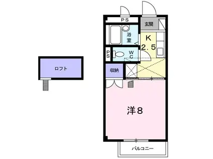 メゾンボーA(1K/1階)の間取り写真