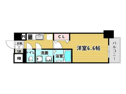 レジュールアッシュ アーバンイール(1K/9階)の間取り写真