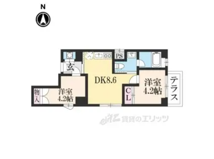 GRANDLATTICESAYAMACH(2LDK/1階)の間取り写真