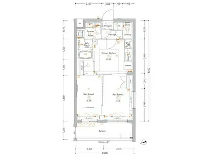 レオパレス志度(1K/2階)の間取り写真