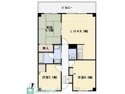 セントラルビレッジ三鷹(3LDK/2階)の間取り写真