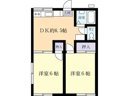 リバーサイド桜(2DK/1階)の間取り写真