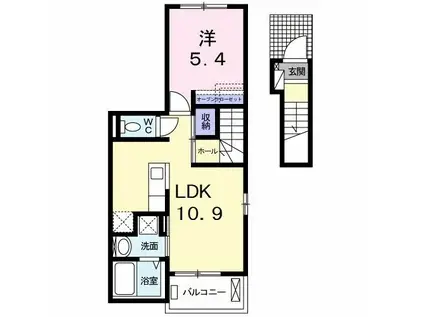 ゴールドハウス I(1LDK/2階)の間取り写真