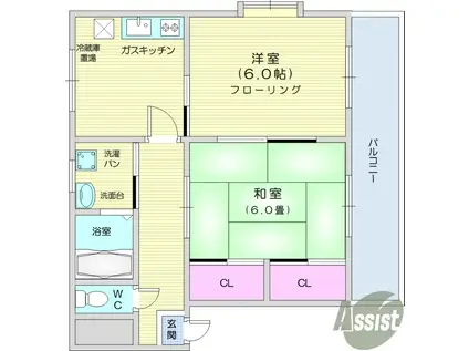 メイゾン・ブルベール(2DK/2階)の間取り写真