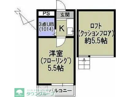 ハイムトレンディII(1K/1階)の間取り写真