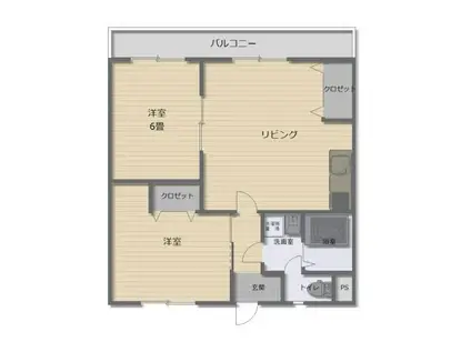 ルーミング別府(2LDK/4階)の間取り写真