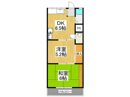 ブルースカイハイツ(2DK/1階)の間取り写真