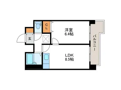 AMS352ビル アムス(1LDK/7階)の間取り写真