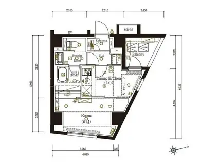 MA-RO弘明寺(1K/4階)の間取り写真