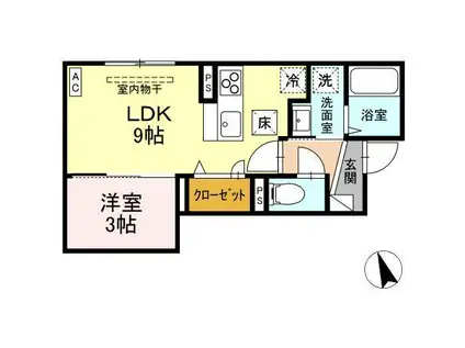 CREST日高見(1LDK/1階)の間取り写真
