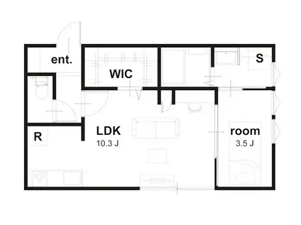 プラシード木曳野(1LDK/2階)の間取り写真