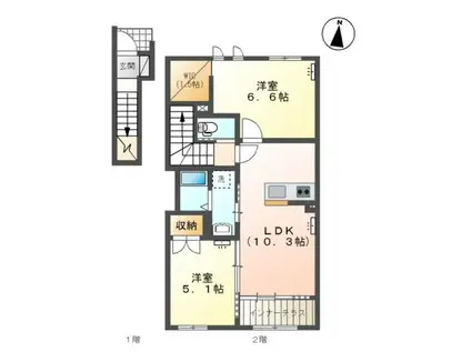 サークルコートIIIB(2LDK/2階)の間取り写真