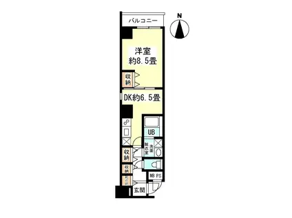 プルミエール南本町(1DK/2階)の間取り写真