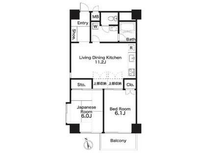 ライブ赤羽(2LDK/11階)の間取り写真