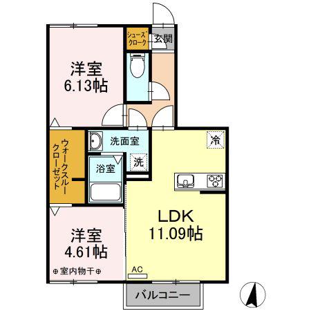 プレジール B(2LDK/1階)の間取り写真