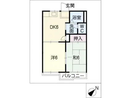 フォーブル山口(2K/2階)の間取り写真