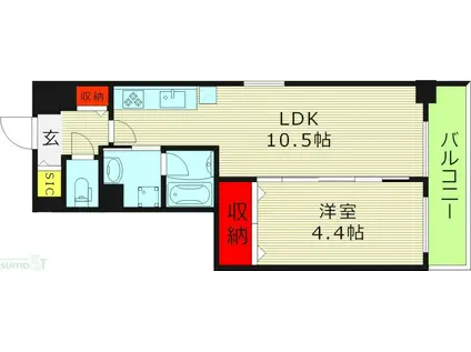 コーポラス京橋(1LDK/8階)の間取り写真